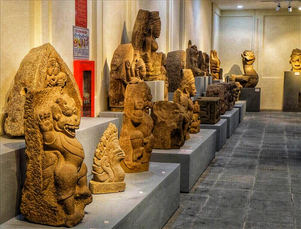 Champa Sculptures sandstone bronze Museum of Cham Da Nang Vietnam