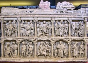 Sarcophagus of Junius Bassus white marble early Christian relief sculpture 359 CE Vatican