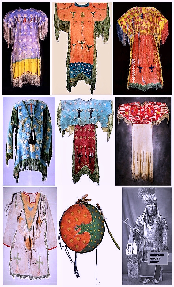 Lakota Ghost Dance Shirts painted buckskin muslin symbols stars eagles buffalo