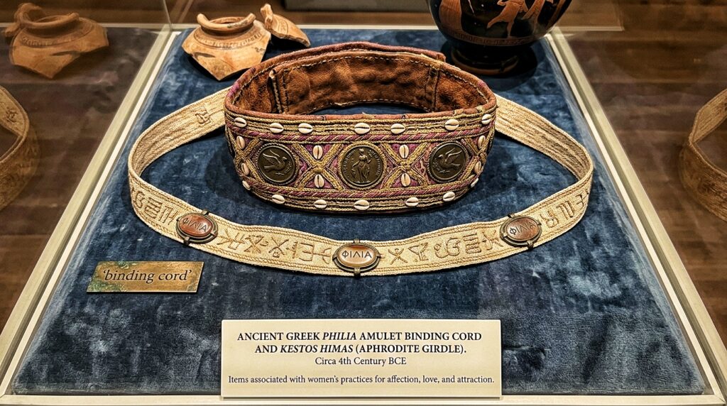 ancient artifact women used philia amulet binding cord Aphrodite girdle Kestos Himas ancient Greece