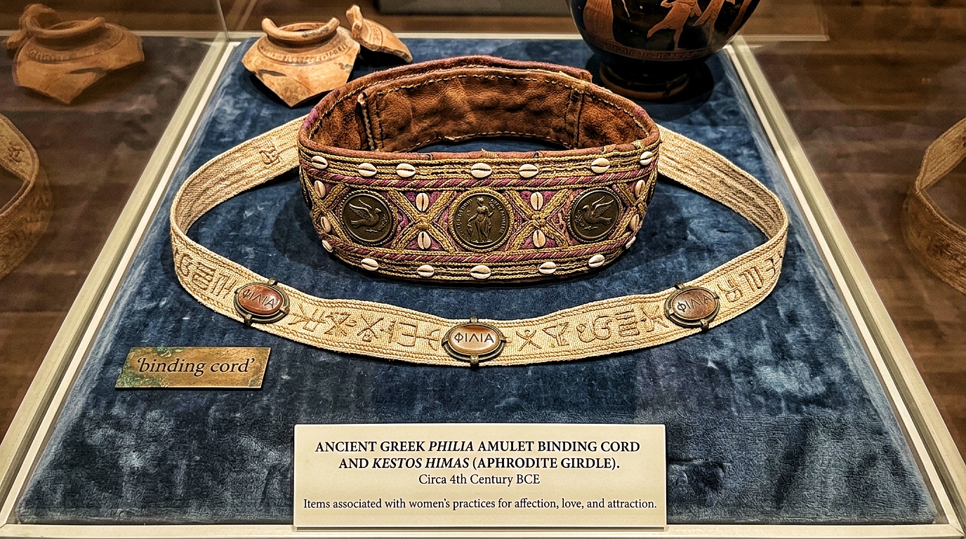 ancient artifact women used philia amulet binding cord Aphrodite girdle Kestos Himas ancient Greece